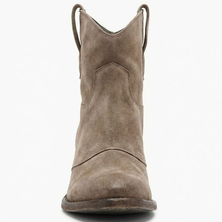 Women's Suede Western Ankle Cowboy Boots Side-Zip