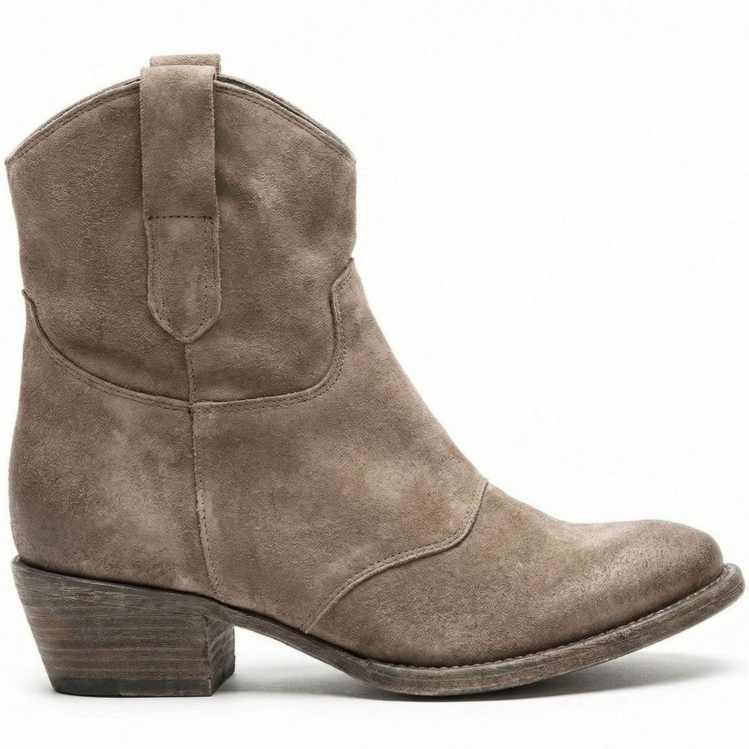 Women's Suede Western Ankle Cowboy Boots Side-Zip