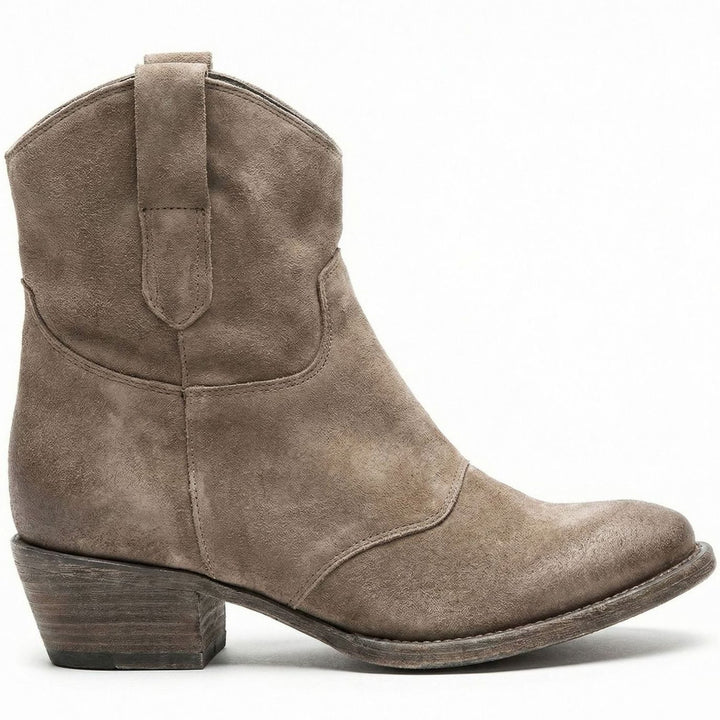 Women's Suede Western Ankle Cowboy Boots Side-Zip