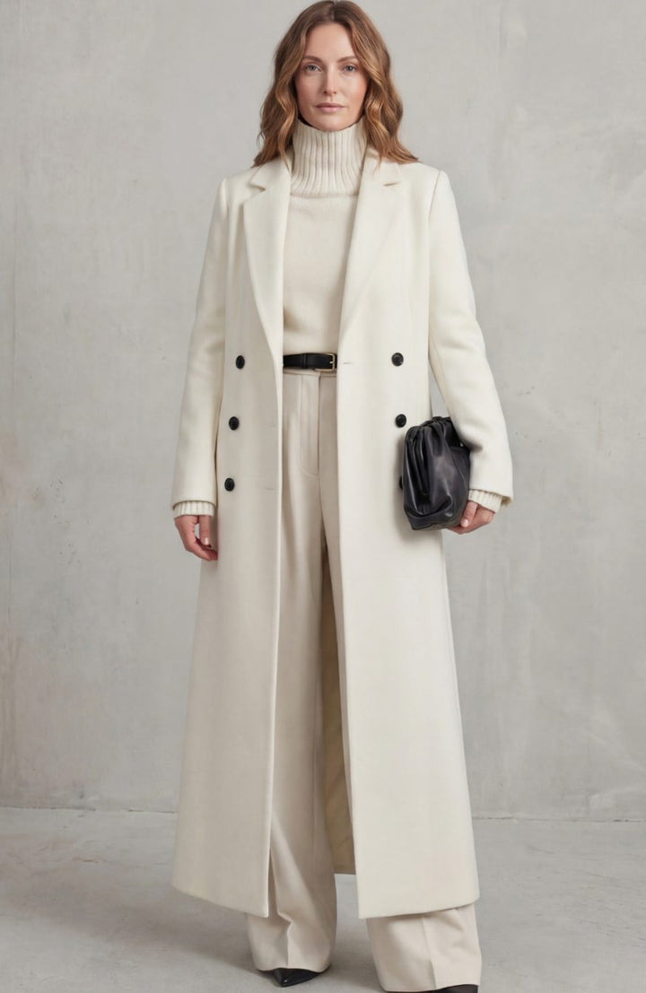 Women's Tailored Double-Breasted Long Wool Overcoat
