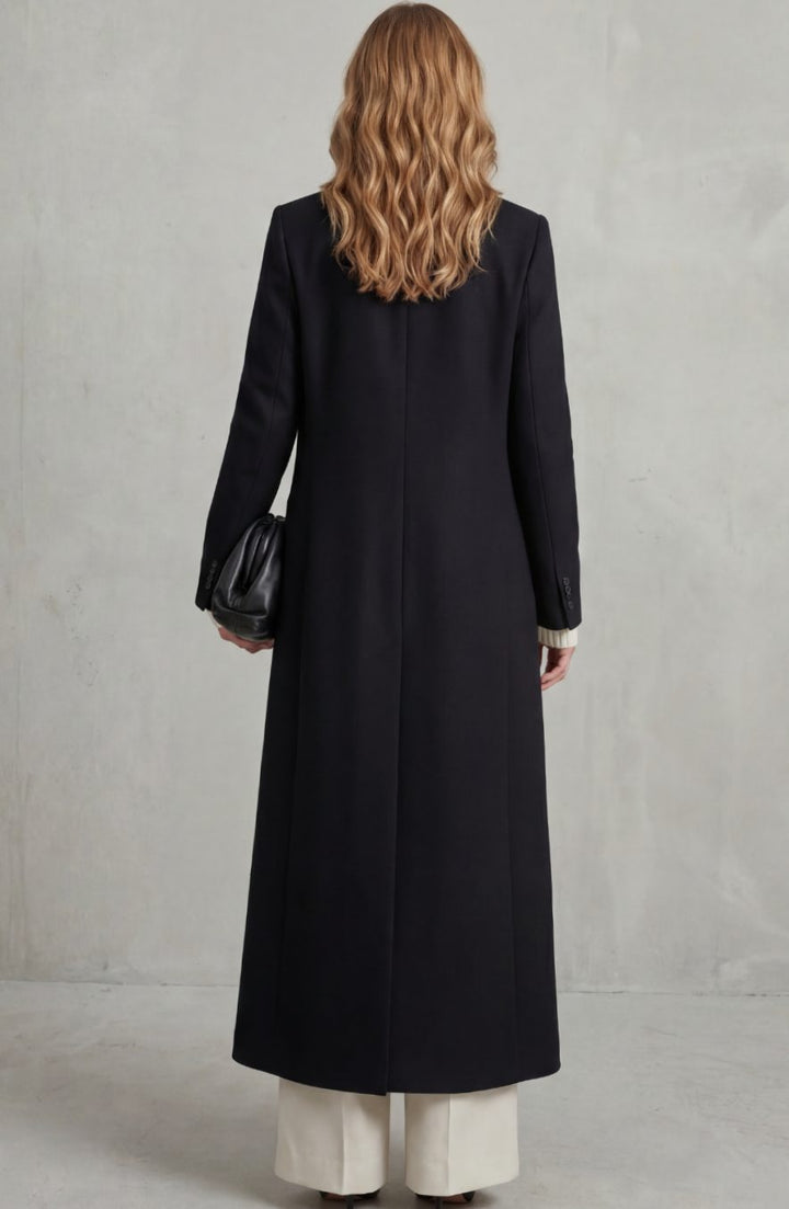 Women's Tailored Double-Breasted Long Wool Overcoat