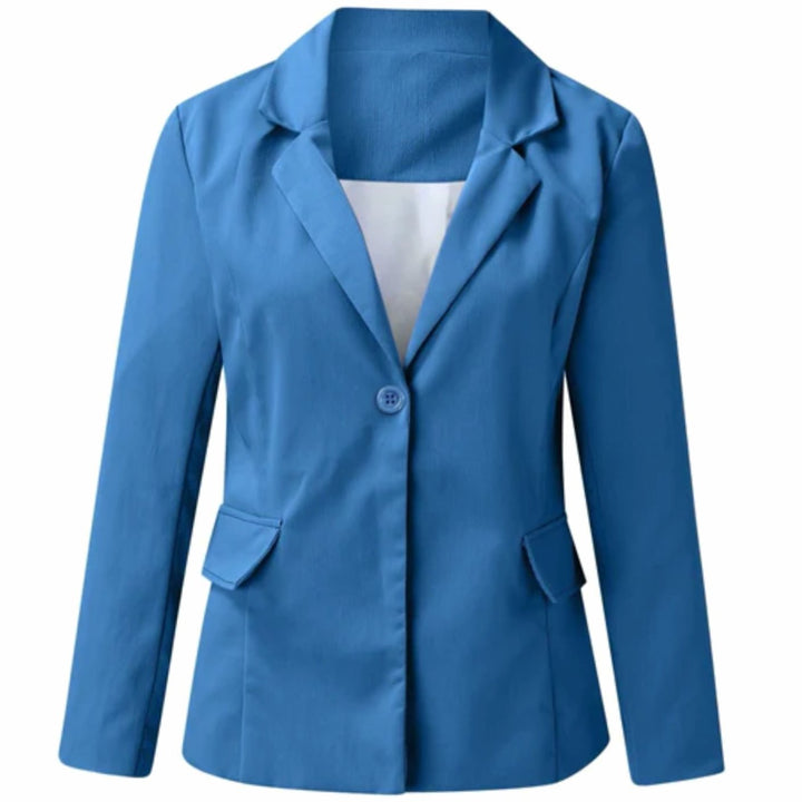 Women's Tailored Lapel-Collar Long-Sleeve Blazer - Blue