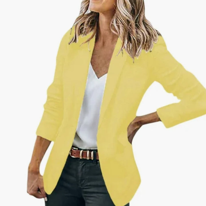 Women's Tailored Lapel-Collar Long-Sleeve Blazer - Yellow