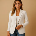 Victoria | Women's Tailored Single-Breasted Notch Lapel Blazer Jacket, White