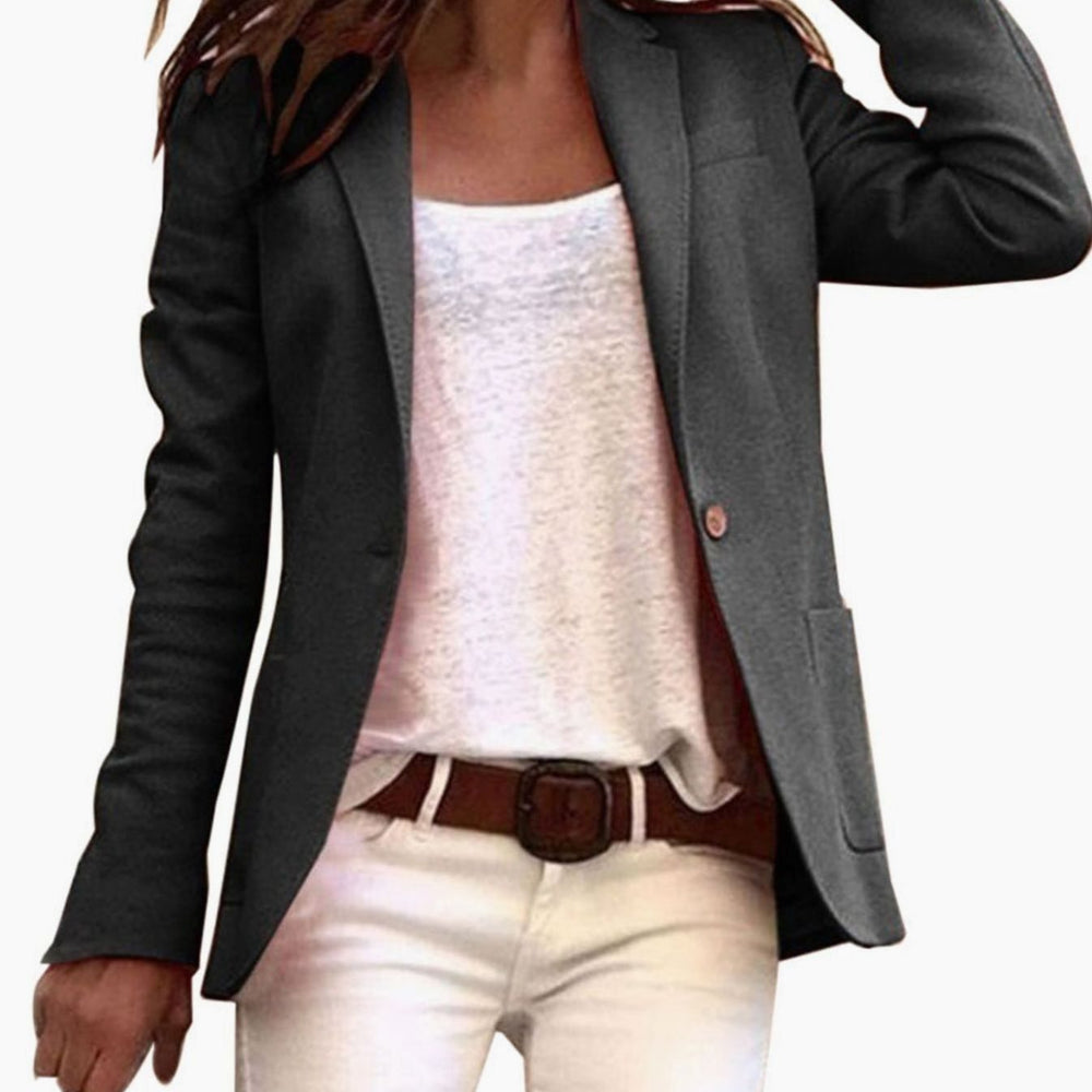 Women's Tailored Single-Button Notch-Lapel Blazer - Black