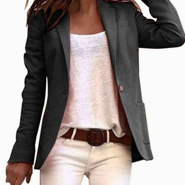 Women's Tailored Single-Button Notch-Lapel Blazer - Black