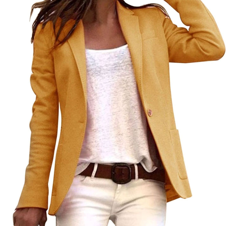 Women's Tailored Single-Button Notch-Lapel Blazer - Yellow