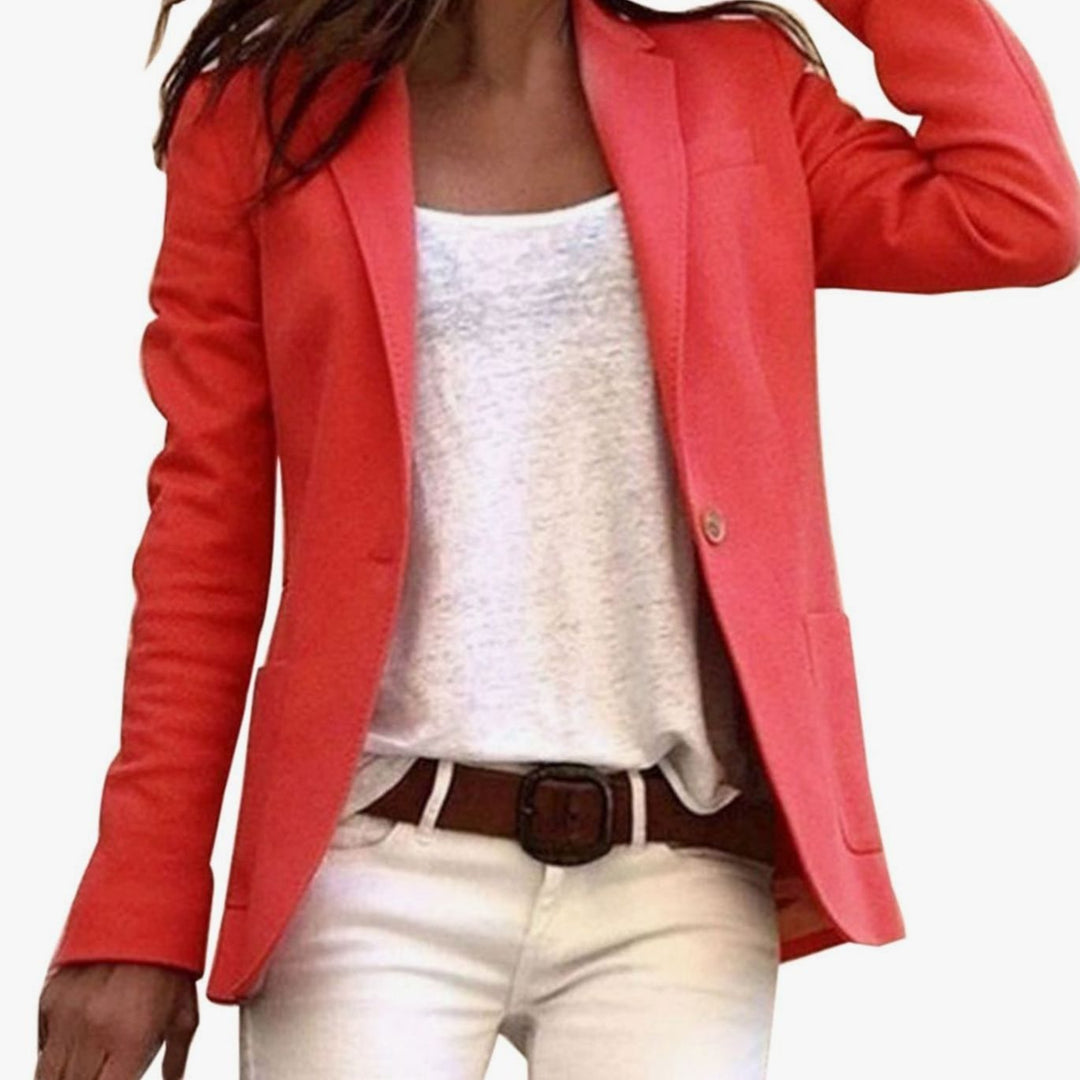 Women's Tailored Single-Button Notch-Lapel Blazer - Red