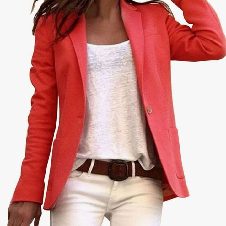 Women's Tailored Single-Button Notch-Lapel Blazer - Red