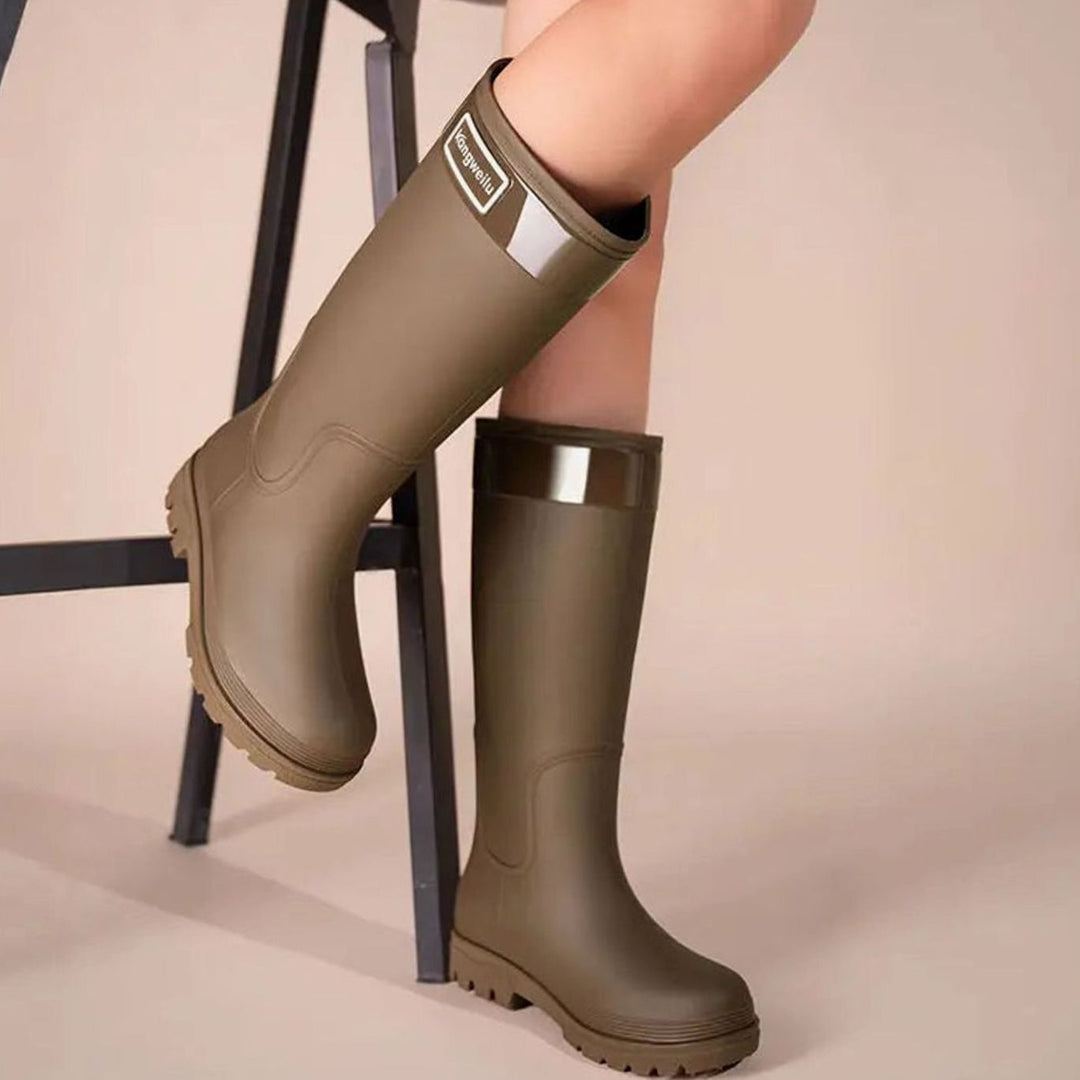 Women's Tall Waterproof Knee High Rain Boots - Brown