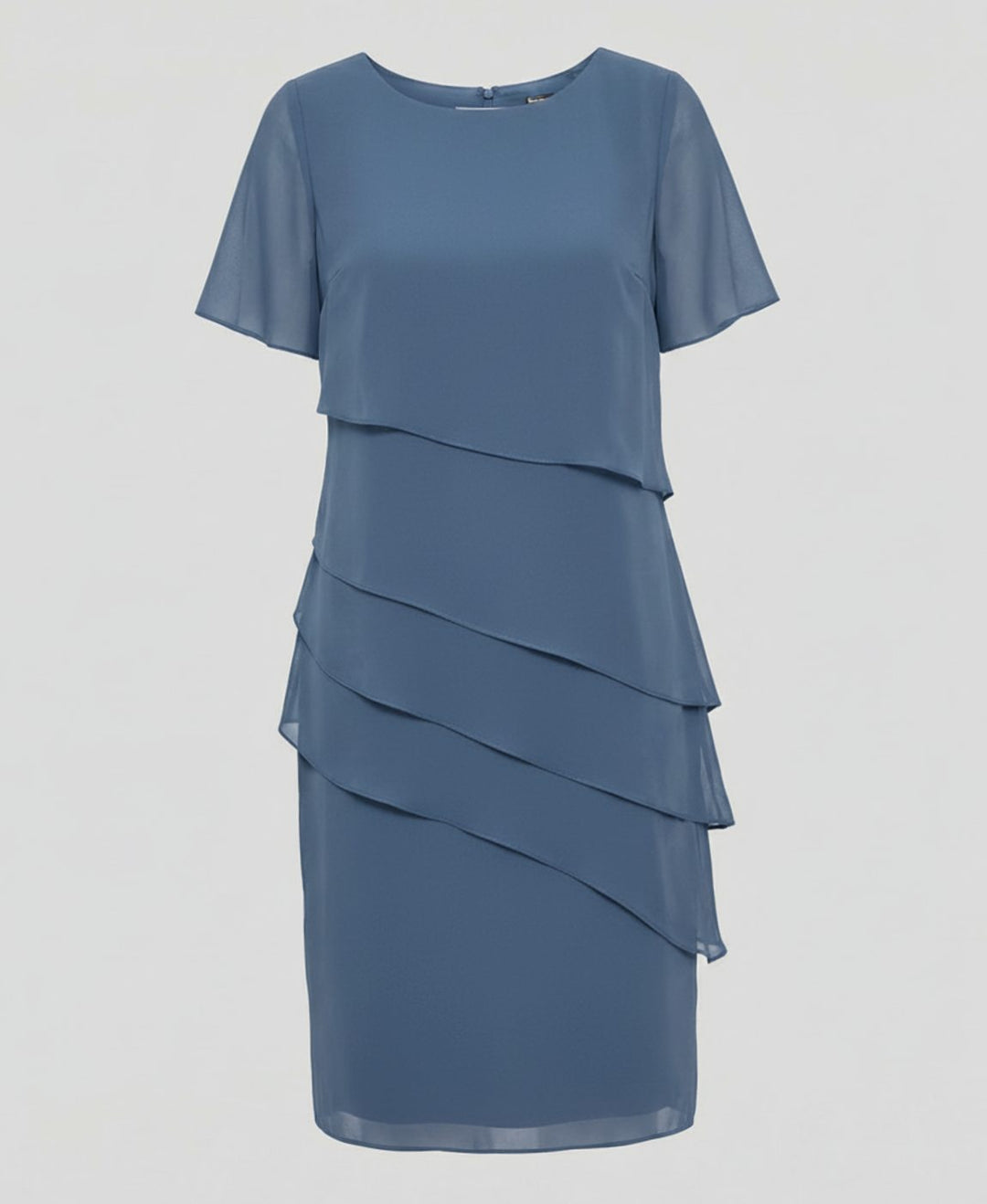 Women's Tiered Chiffon Short-Sleeve Knee-Length Cocktail Dress