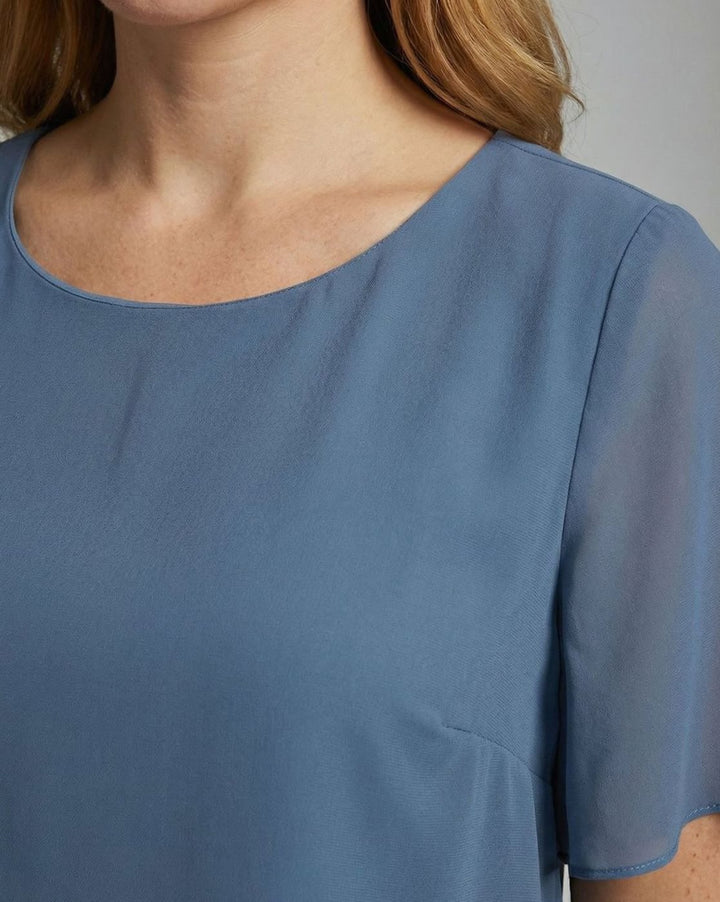 Women's Tiered Chiffon Short-Sleeve Knee-Length Cocktail Dress