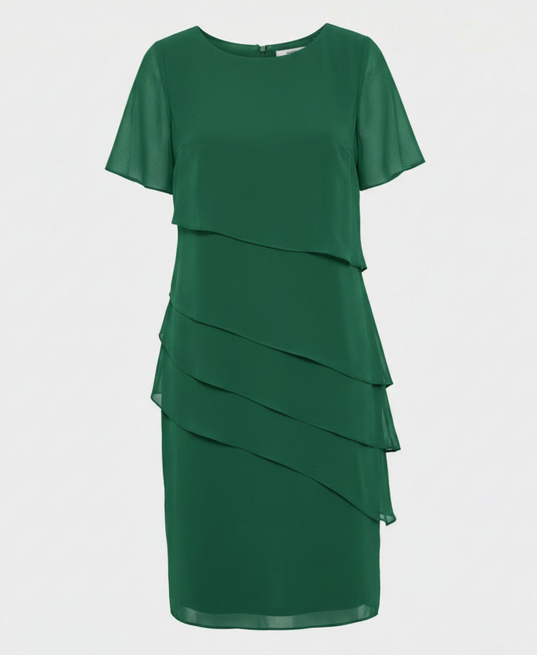Women's Tiered Chiffon Short-Sleeve Knee-Length Cocktail Dress - Green
