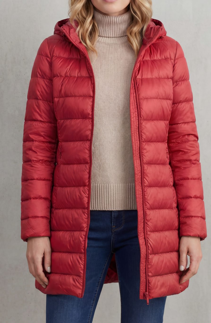 Women's Ultra-Lightweight Hooded Down Puffer Coat - Hot Pink