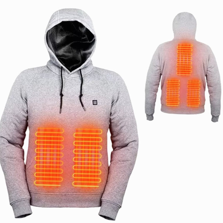Women's USB Heated Hoodie Fleece-Lined Hooded Sweatshirt - Gray