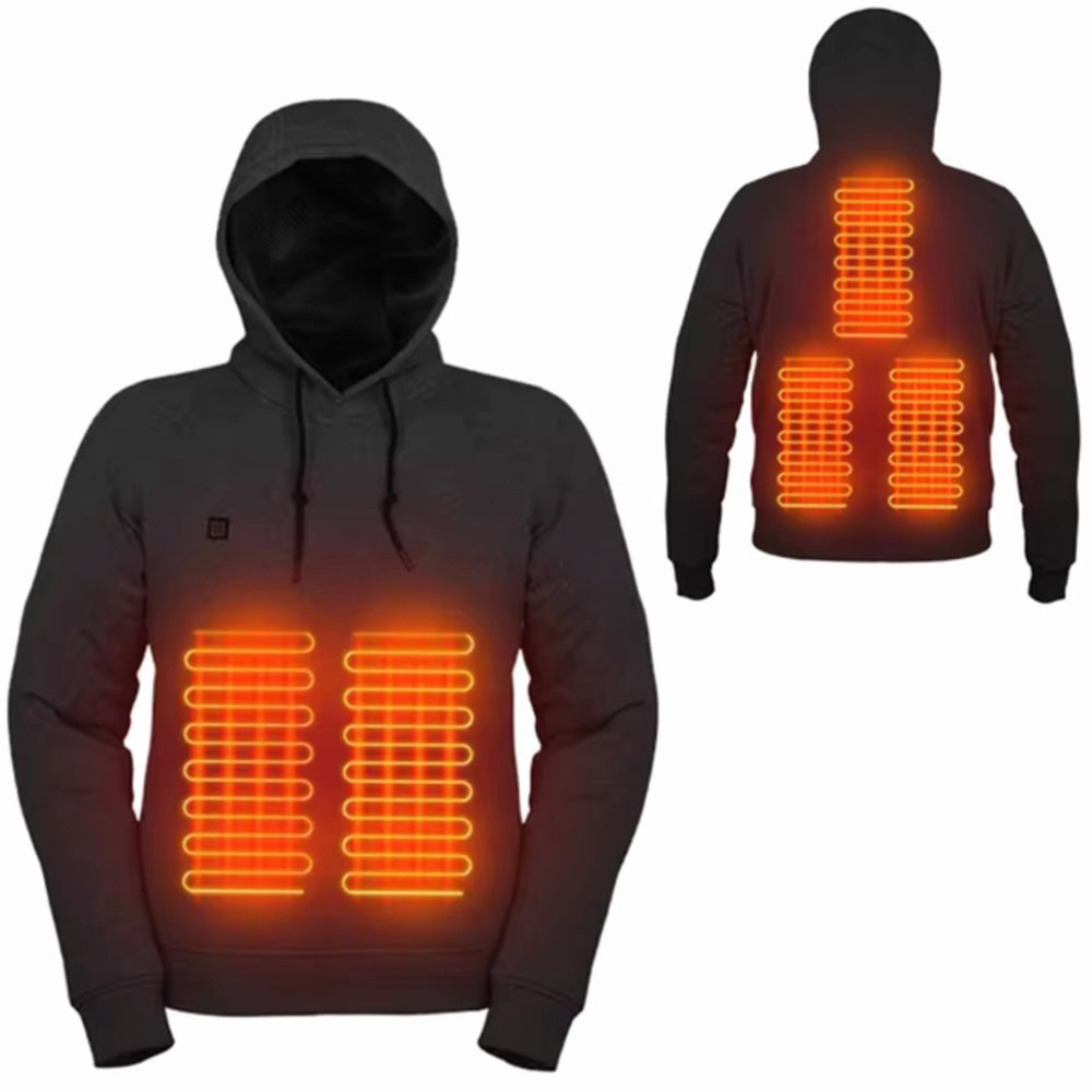 Women's USB Heated Hoodie Fleece-Lined Hooded Sweatshirt - Black