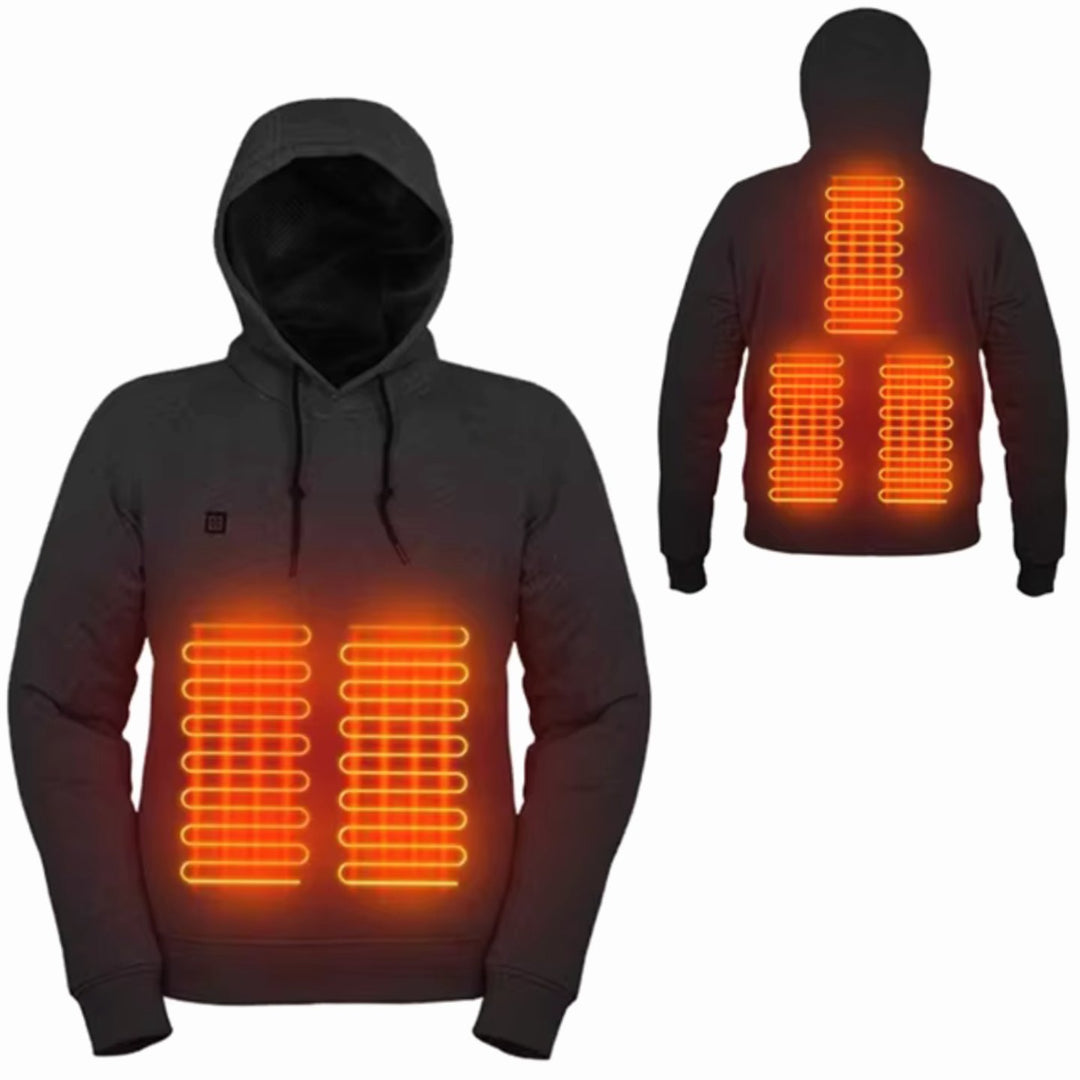 Women's USB Heated Hoodie Fleece-Lined Hooded Sweatshirt - Black