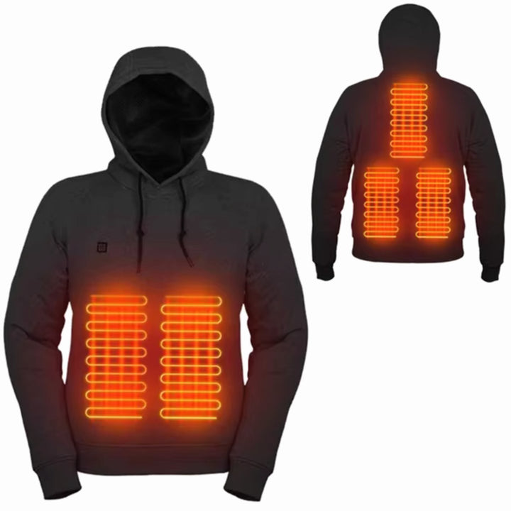 Women's USB Heated Hoodie Fleece-Lined Hooded Sweatshirt - Black