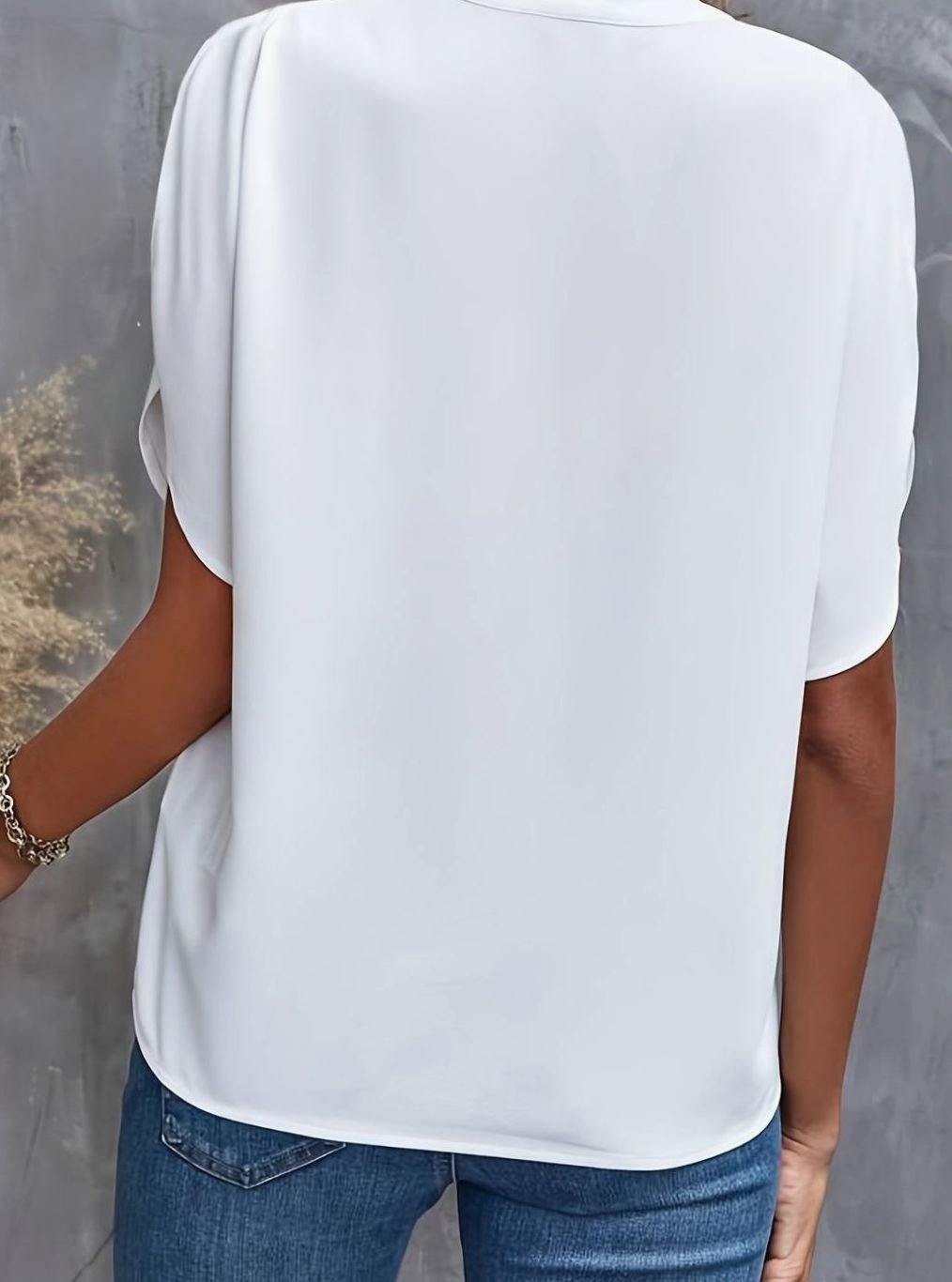 Women's V-Neck Batwing-Sleeve Relaxed Blouse
