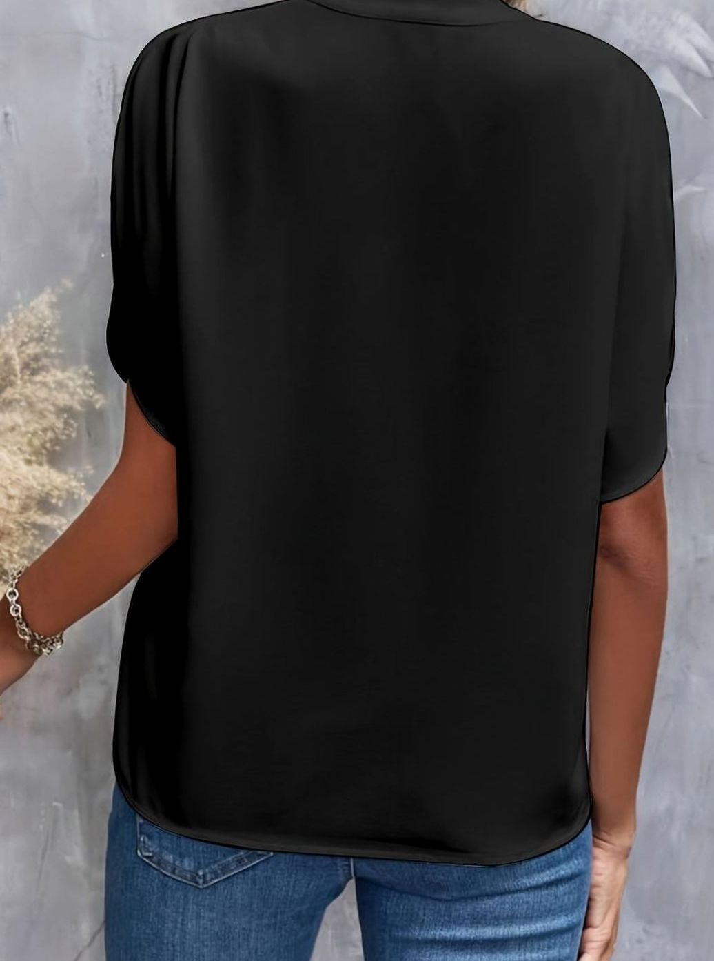 Women's V-Neck Batwing-Sleeve Relaxed Blouse