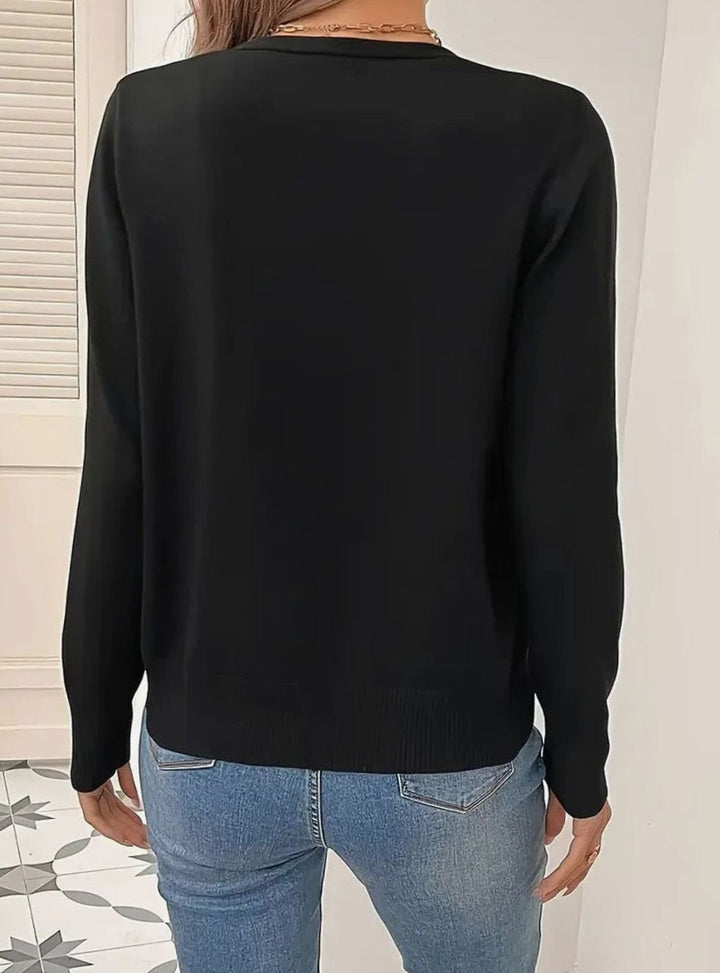 Women's V-Neck Button-Front Long-Sleeve Cardigan Sweater