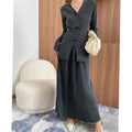 Amelia | Women's V-Neck Button-Front Long-Sleeve Knit Maxi Sweater Dress