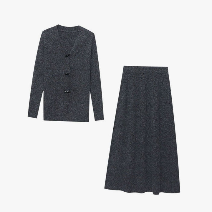 Women's V-Neck Button-Front Long-Sleeve Knit Maxi Sweater Dress