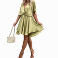 Aria | Women's V-Neck Wrap Flowy Short-Sleeve Mini Dress