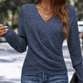 Isabella | Women's V-Neck Wrap-Front Long Sleeve Knit Sweater