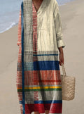 Camila | Women's Vintage Geometric Print Long Sleeve Maxi Dress