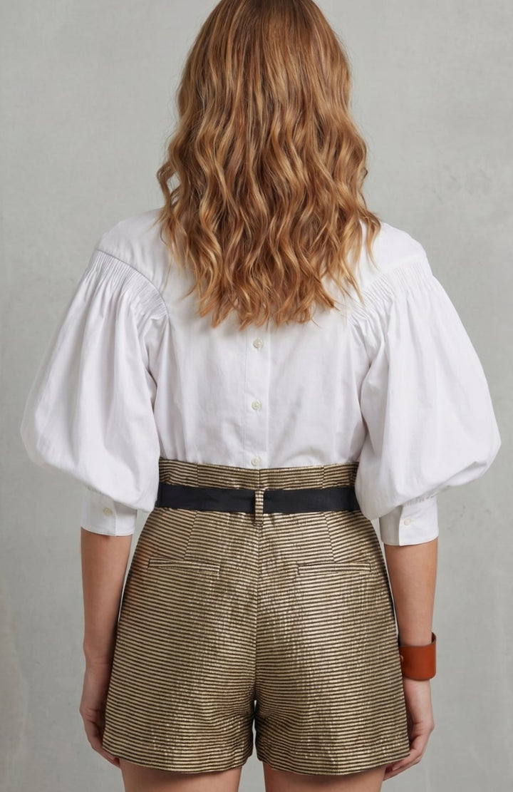 Women's Voluminous Puff Sleeve Button-Front Blouse