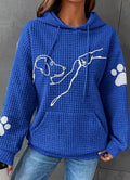 Luna | Women's Waffle-Knit Dog Print Pullover Hoodie Sweatshirt