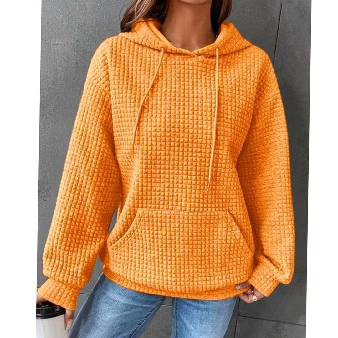 Women's Waffle-Knit Drawstring Pullover Hoodie