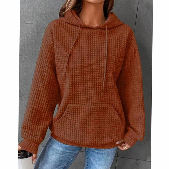 Women's Waffle-Knit Drawstring Pullover Hoodie