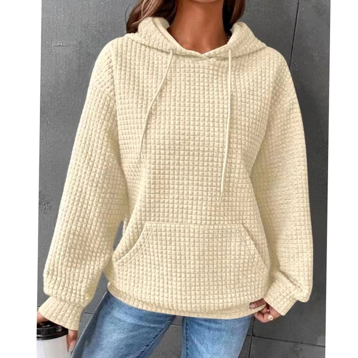 Women's Waffle-Knit Drawstring Pullover Hoodie