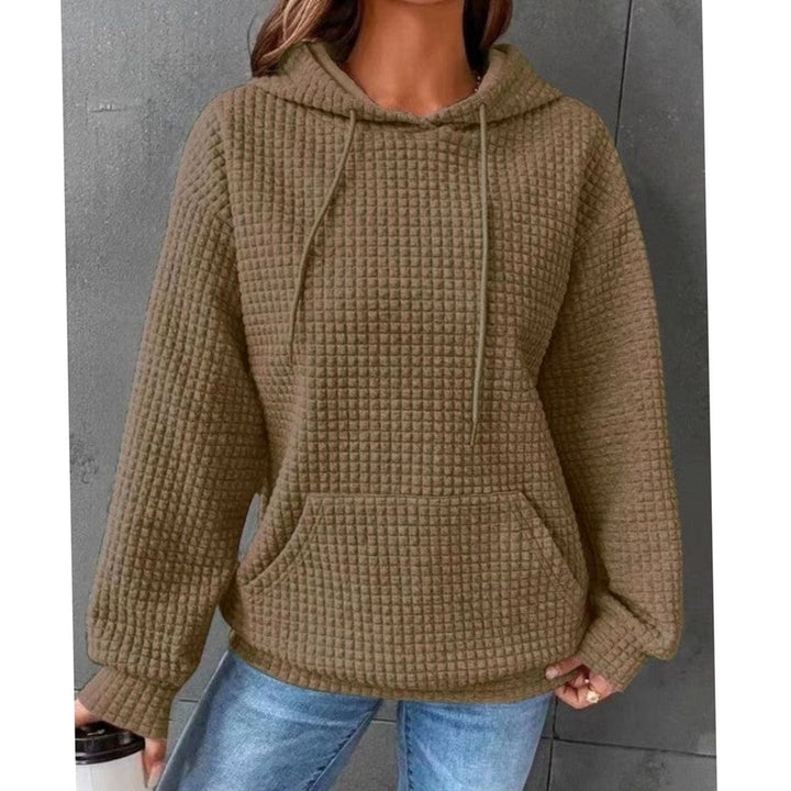 Women's Waffle-Knit Drawstring Pullover Hoodie