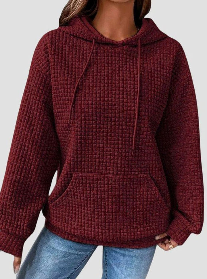 Women's Waffle-Knit Relaxed-Fit Pullover Hoodie Sweater