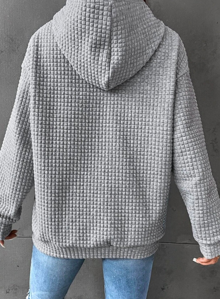 Women's Waffle-Knit Relaxed-Fit Pullover Hoodie Sweater