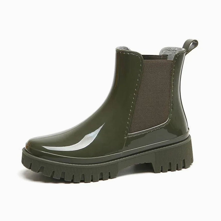 Women's Waterproof Rubber Chelsea Rain Boots Chunky Lugged Sole
