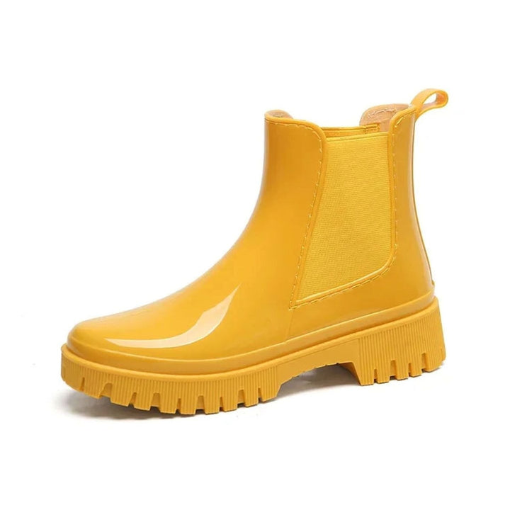 Women's Waterproof Rubber Chelsea Rain Boots Chunky Lugged Sole