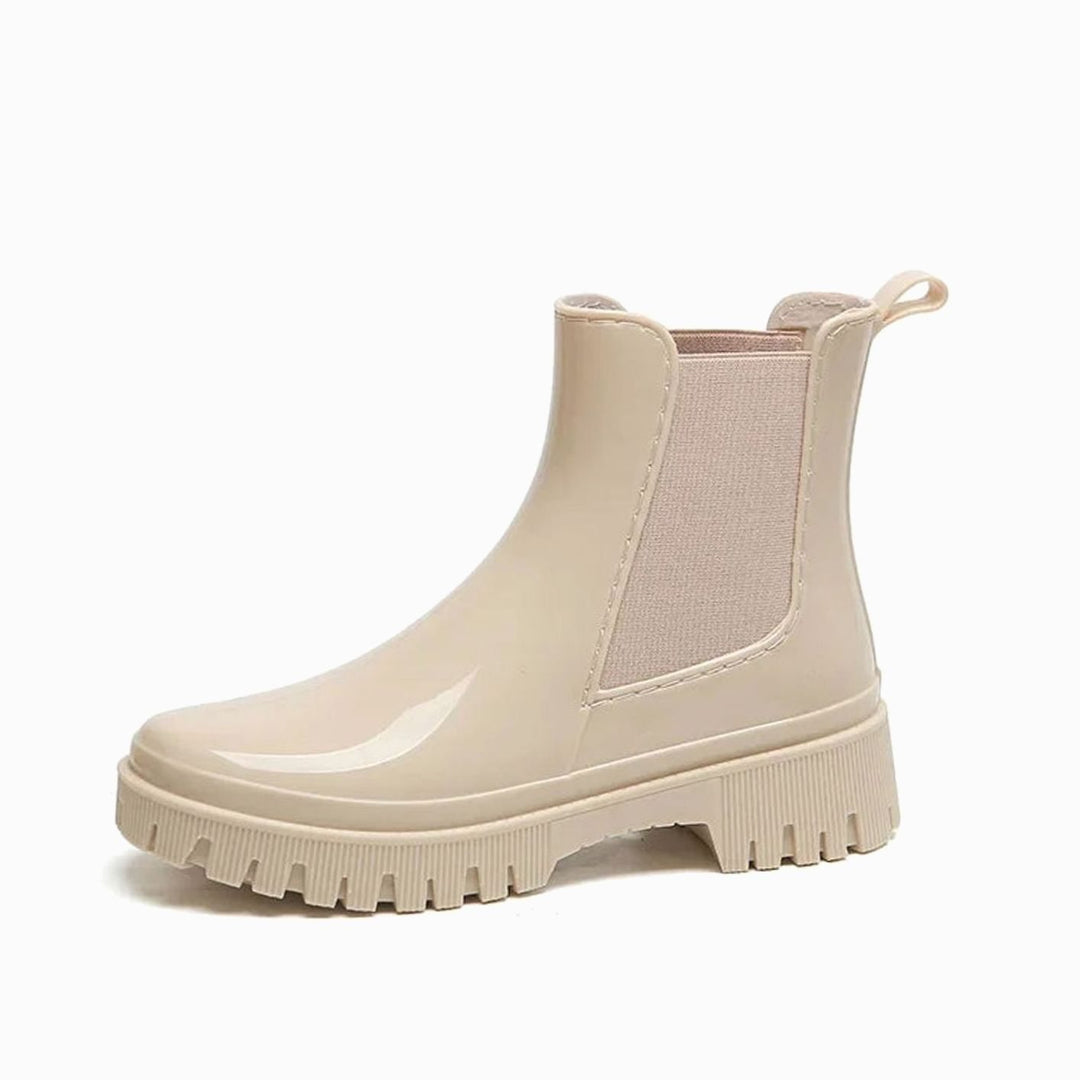 Women's Waterproof Rubber Chelsea Rain Boots Chunky Lugged Sole