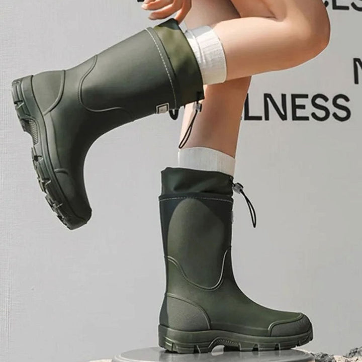 Women's Waterproof Slip-On Mid-Calf Rain Boots