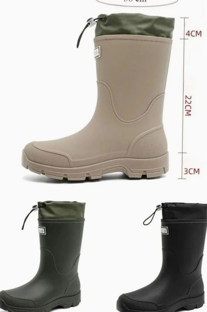 Women's Waterproof Slip-On Mid-Calf Rain Boots