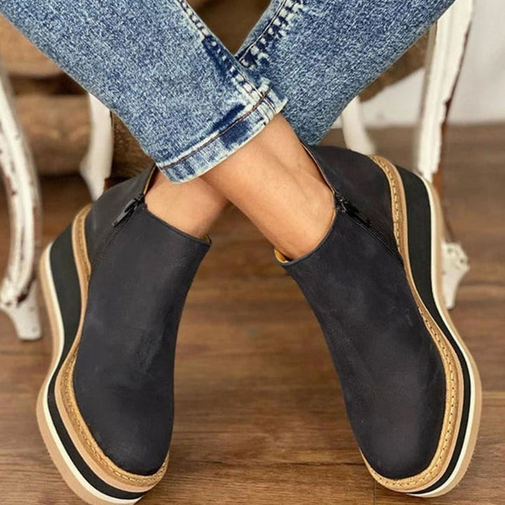 Women's Wedge Platform Zip-Up Ankle Boots