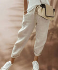 Charlotte | Women's Wide Leg Cropped Linen Drawstring Pants