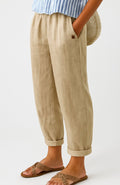 Amelia | Women's Wide-Leg Cropped Linen Pants with Pockets