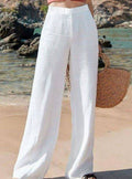 Olivia | Women's Wide-Leg Elastic-Waist Flowy Linen Palazzo Pants